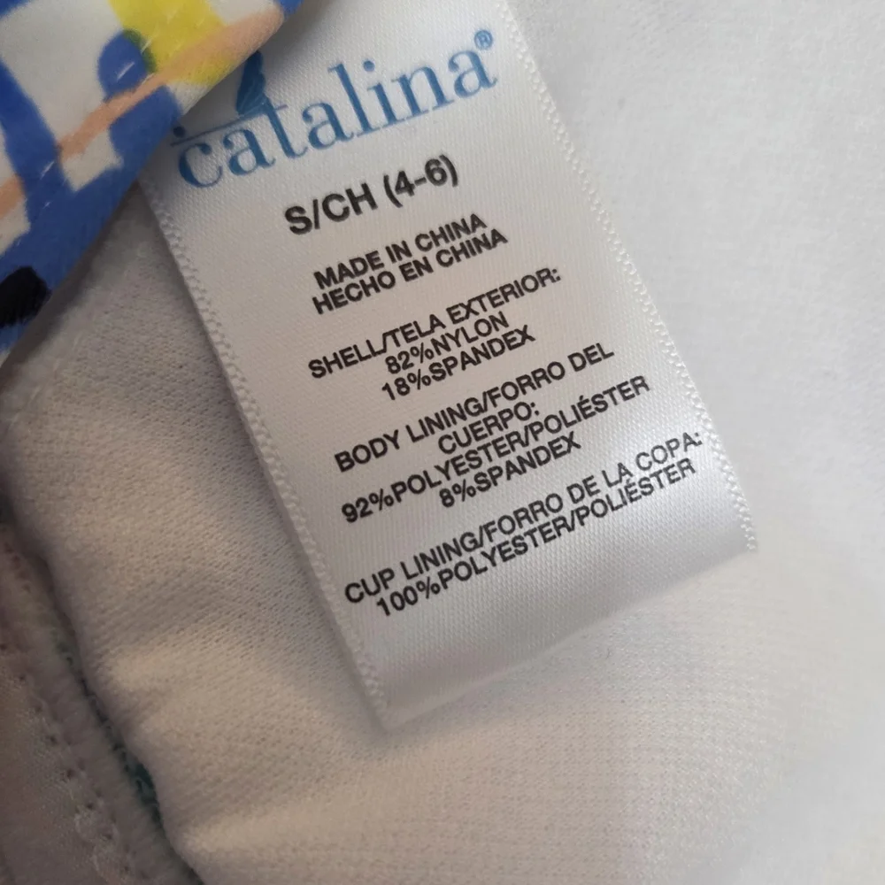 Catalina Womens Multicolor Halter, Backless Swim Top EUC Size S (4-6)